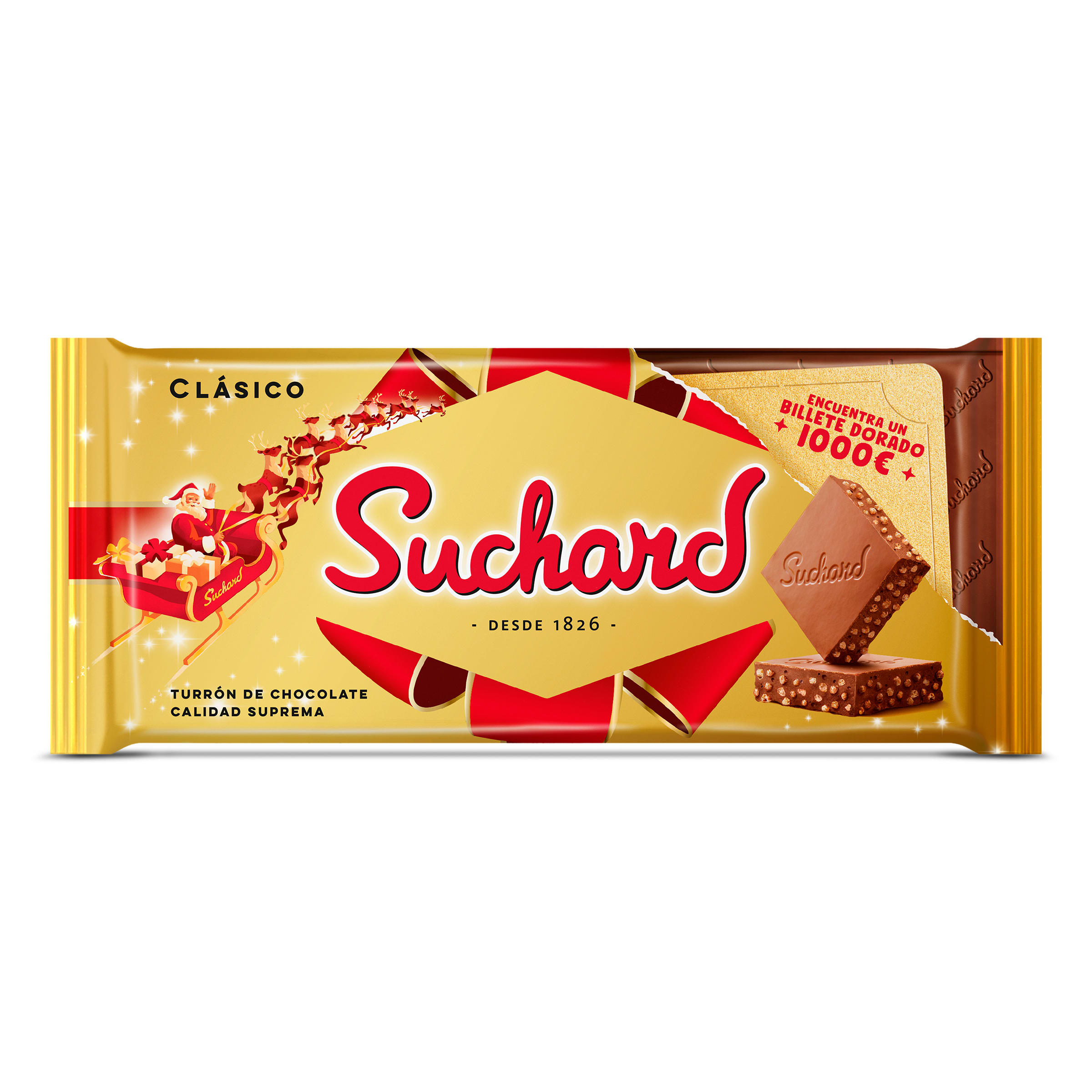 Turrón de chocolate con arroz inflado clásico Suchard 230 g