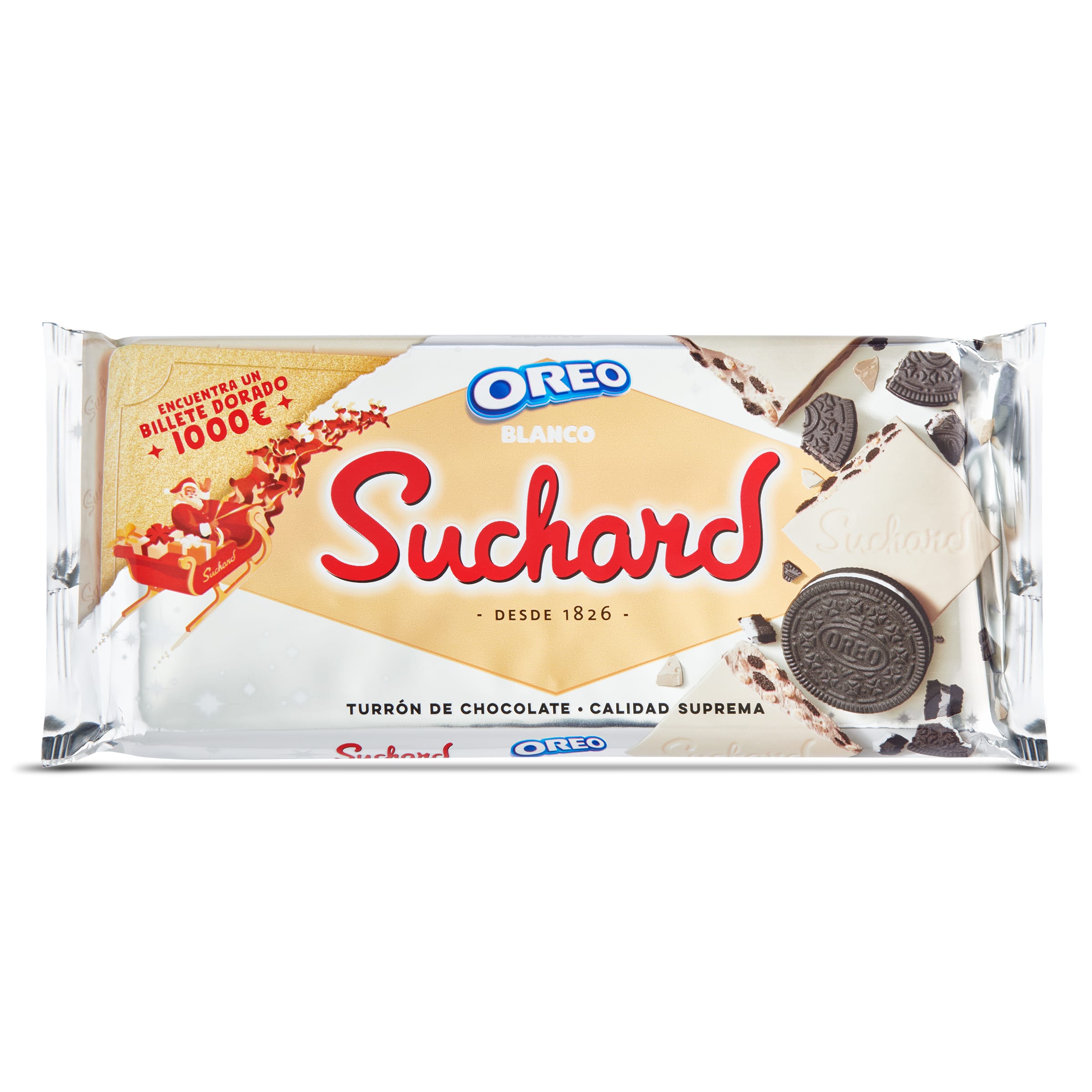 Turrón de chocolate con trozos de galleta oreo blanco Suchard 230 g