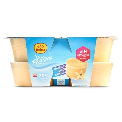 Natillas de vainilla sin azúcar REINA 4 unidades PACK 500 GR-1 Natillas de vainilla sin azúcar REINA 4 unidades PACK 500 GR-1