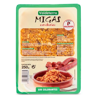 Migas con chorizo Valdeterra bandeja 250 g-0 Migas con chorizo Valdeterra bandeja 250 g-0