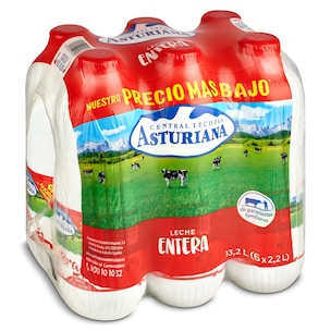 Leche entera Asturiana pack 6 x 2.2 L