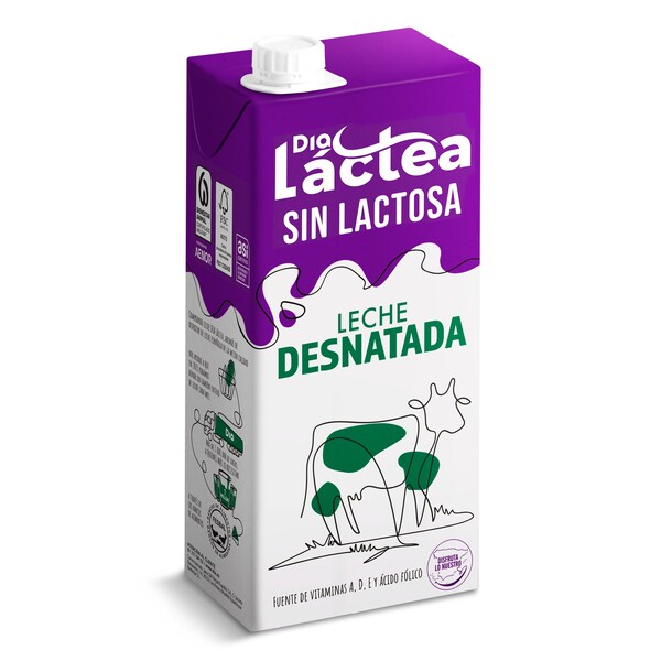 Leche Desnatada sin Lactosa Dia Lactea Envase 1 Lt.
