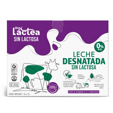 Leche desnatada sin lactosa Dia Láctea brik 6 x 1 l-1 Leche desnatada sin lactosa Dia Láctea brik 6 x 1 l-1