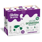 Leche desnatada sin lactosa DIA LACTEA pack 6 unidades BRIK 1 LT