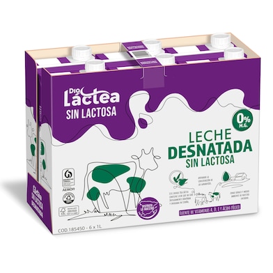 Leche desnatada sin lactosa Dia Láctea brik 6 x 1 l-0