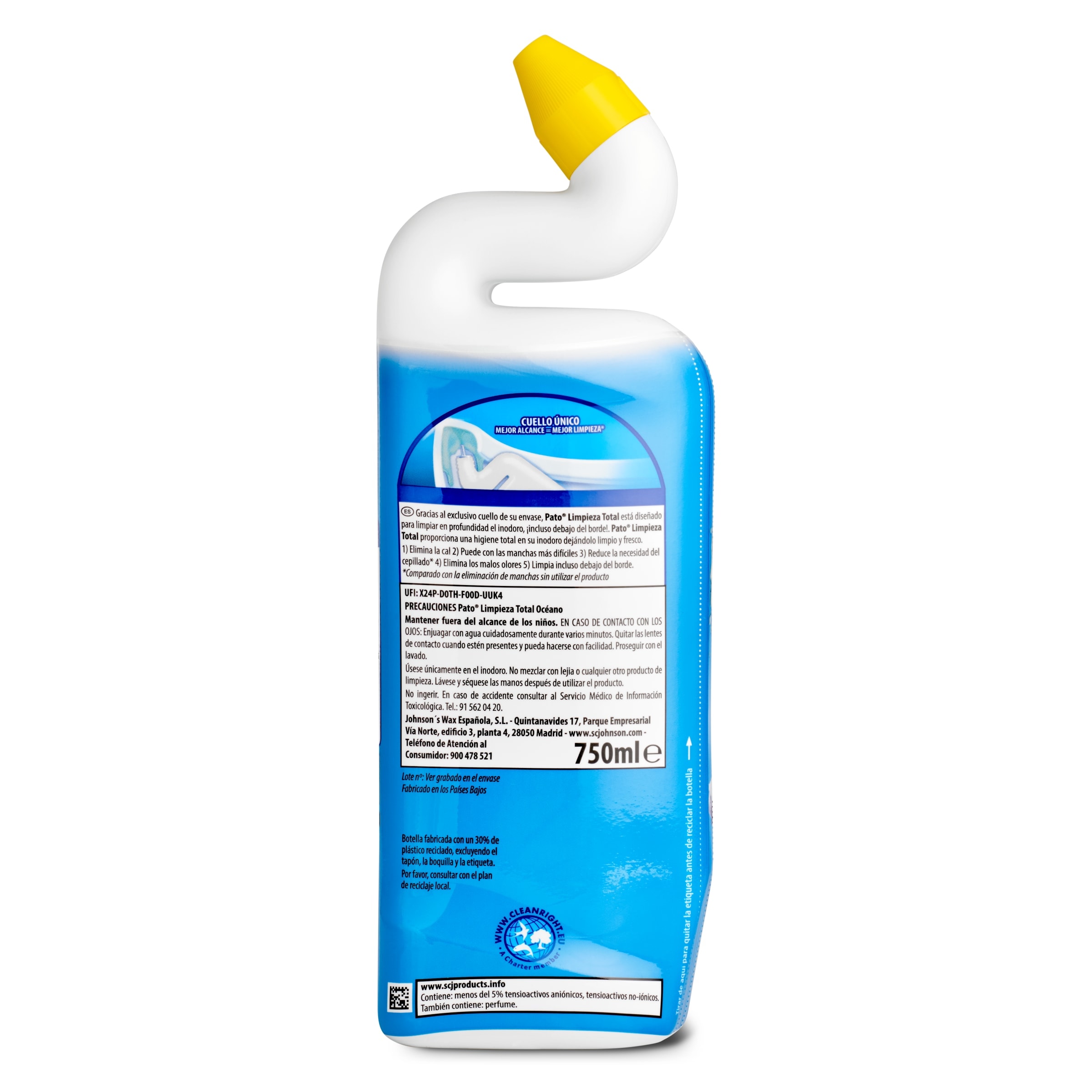  JPHYLL Pato Wc Azione Detergente per WC Freschezza - Confezione  da 6 x 750 ml - Totale: 4500 ml : Salud y Hogar