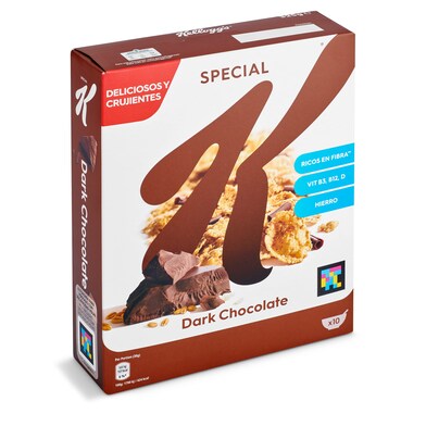 Cereales copos de trigo integral y arroz con chocolate negro Kellogg's Special K caja 375 g-0 Cereales copos de trigo integral y arroz con chocolate negro Kellogg's Special K caja 375 g-0