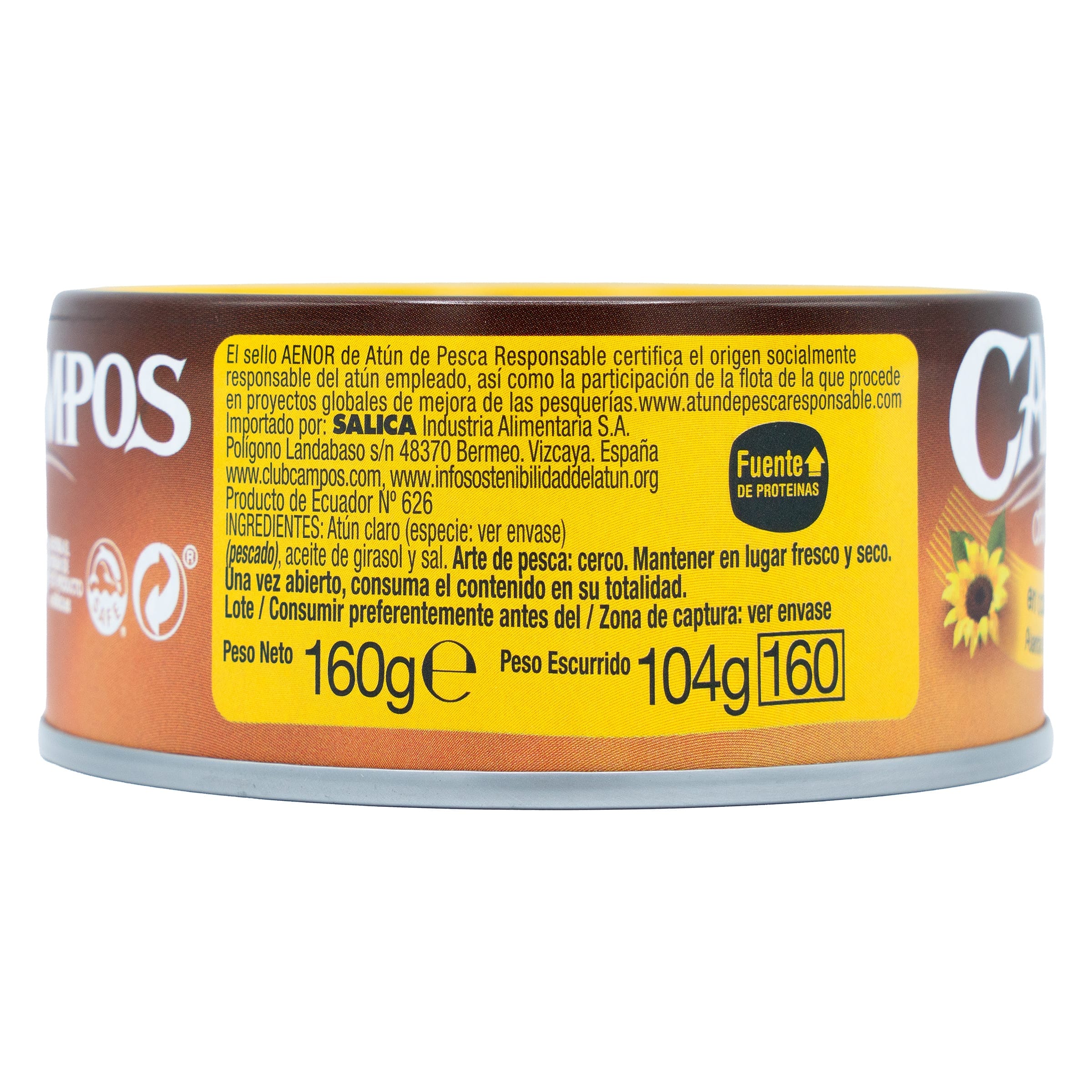 Atún claro en aceite de girasol Campos 104 g