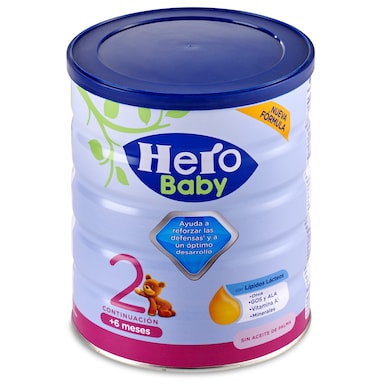Pack 6 uds. Hero Baby Nutrasense N.2 Leche Infantil De Continuación En  Polvo - 800 gr.