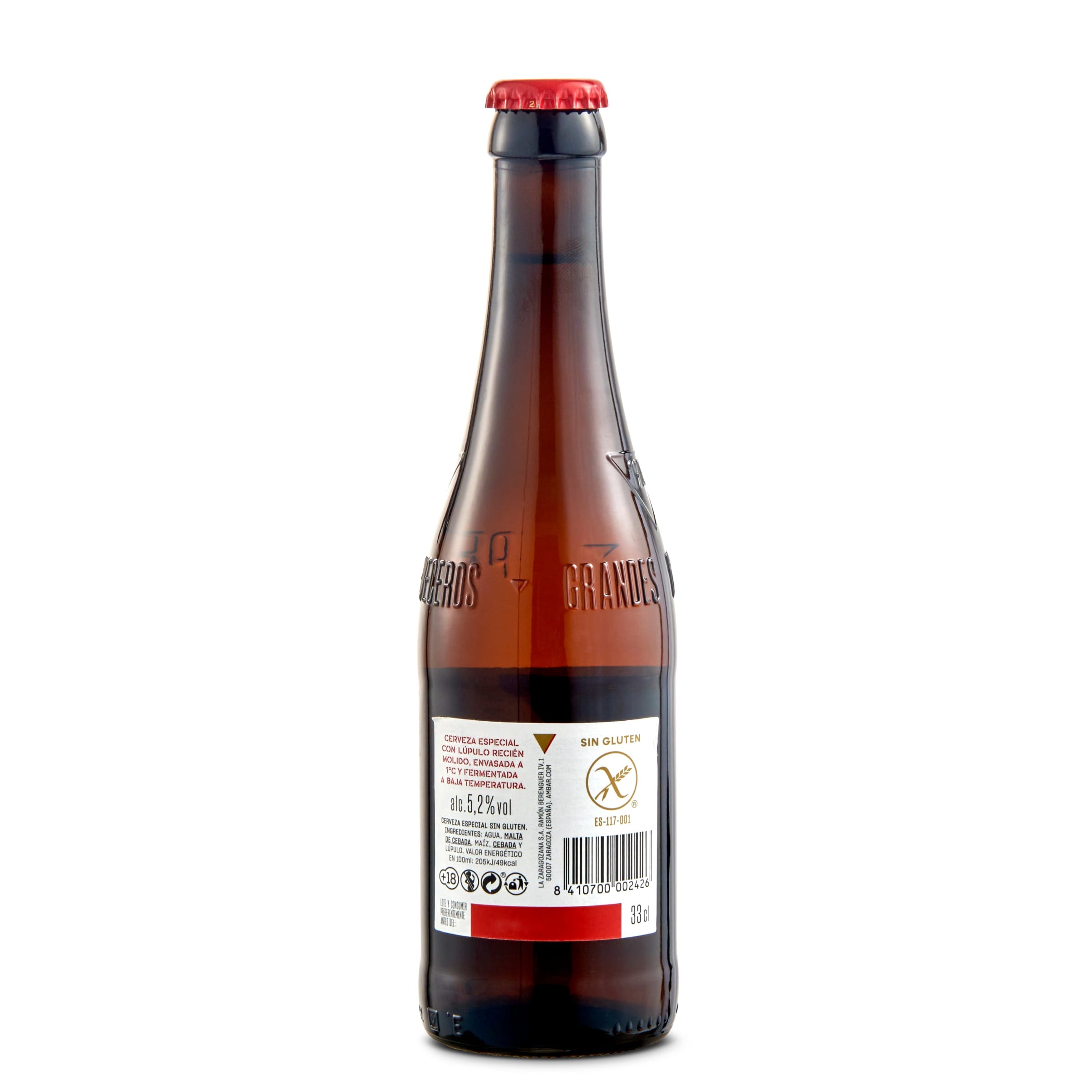 Cerveza sin gluten Ambar 33 cl