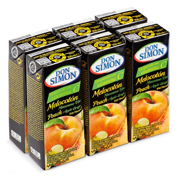 Zumo de Melocotón, Manzana y Uva Don Simon Pack 6x200 Ml.