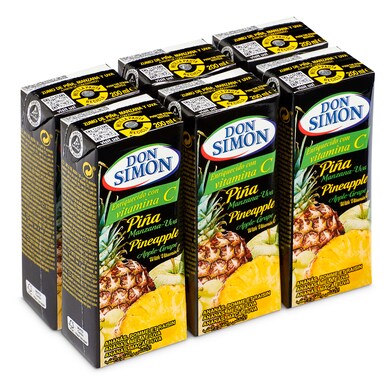 Zumo de piña, manzana y uva Don Simón brik 6 x 200 ml-0