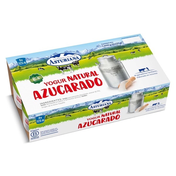 Yogur Natural Azucarado Asturiana Pack 8 X 125 Gr.