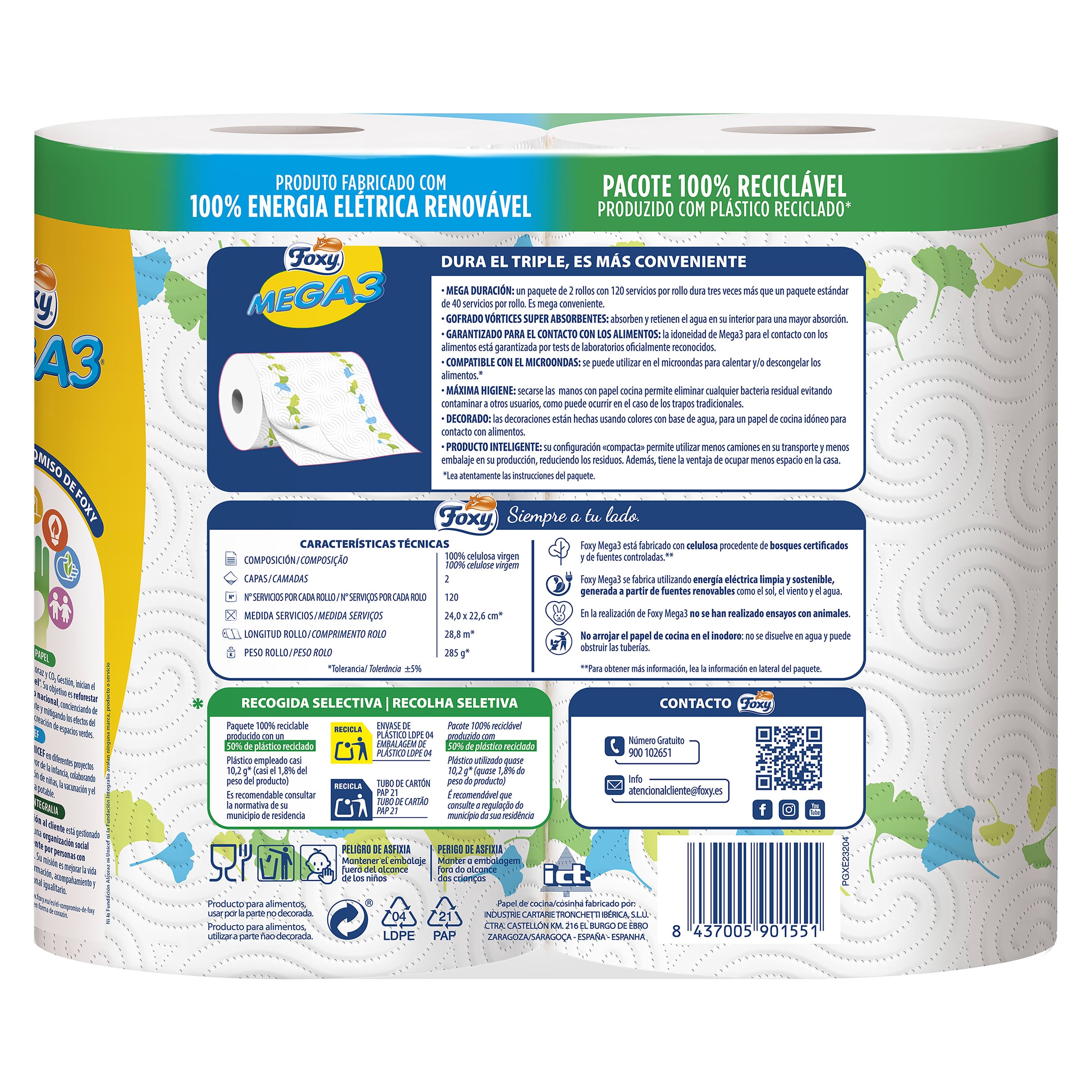 Papel de cocina Foxy 2 unidades
