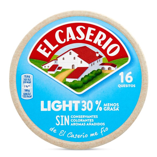Queso Light Fundido El Caserio 16 Porciones 250 Gr.
