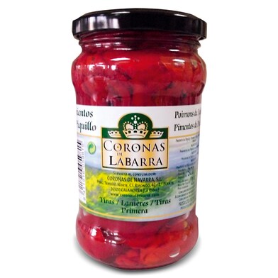 Pimiento de piquillo en tiras Coronas de Labarra 220 g-0 Pimiento de piquillo en tiras Coronas de Labarra 220 g-0
