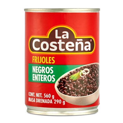 Frijoles negros enteros La costeña lata 560 g-0