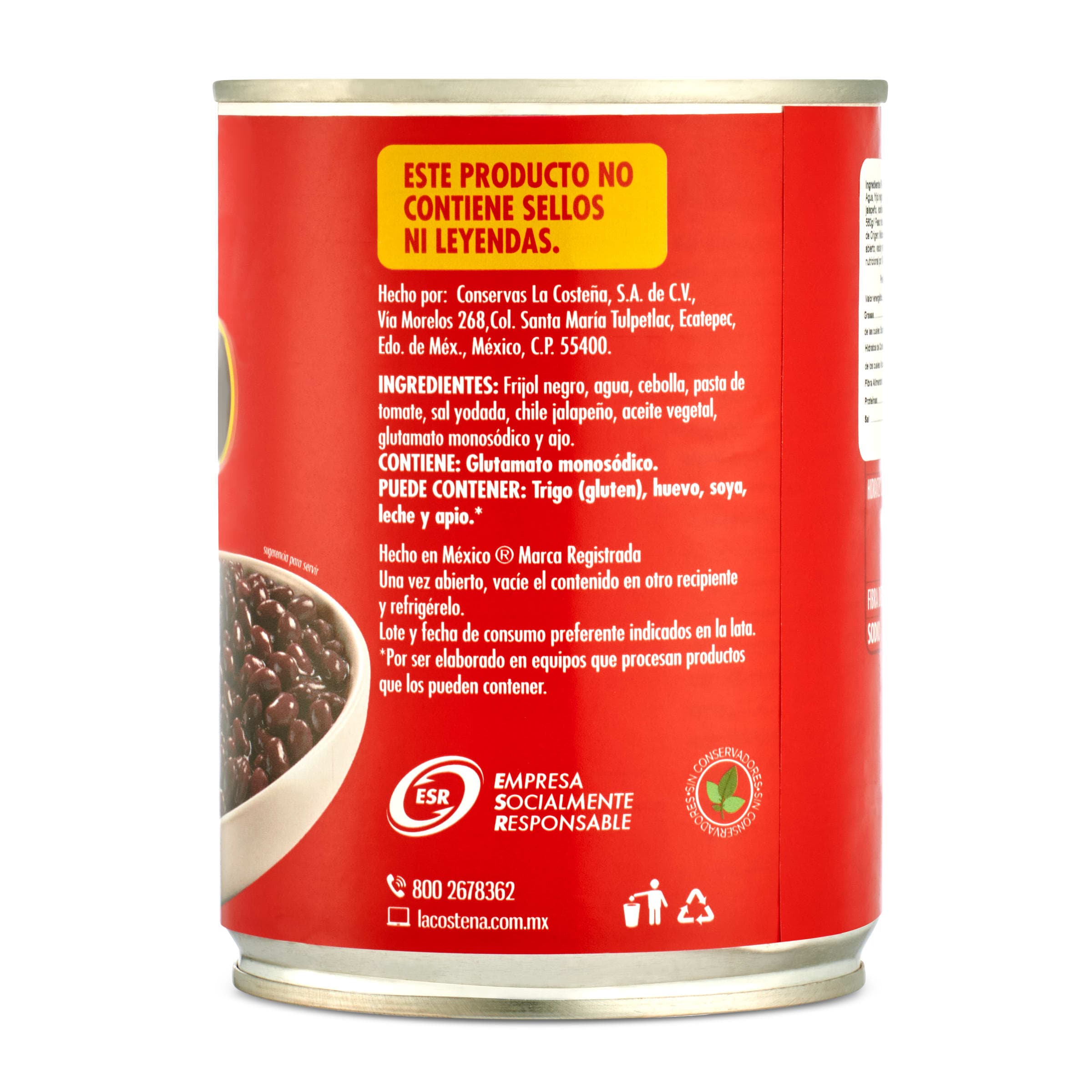 Frijoles negros enteros La costeña 560 g