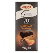 Chocolate negro 70% cacao relleno con mousse de naranja Valor 150 g