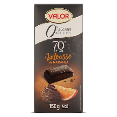 Chocolate negro 70% cacao relleno con mousse de naranja Valor 150 g-0