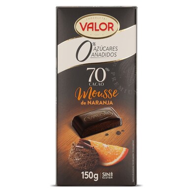 Chocolate negro 70% cacao relleno con mousse de naranja Valor 150 g-0 Chocolate negro 70% cacao relleno con mousse de naranja Valor 150 g-0