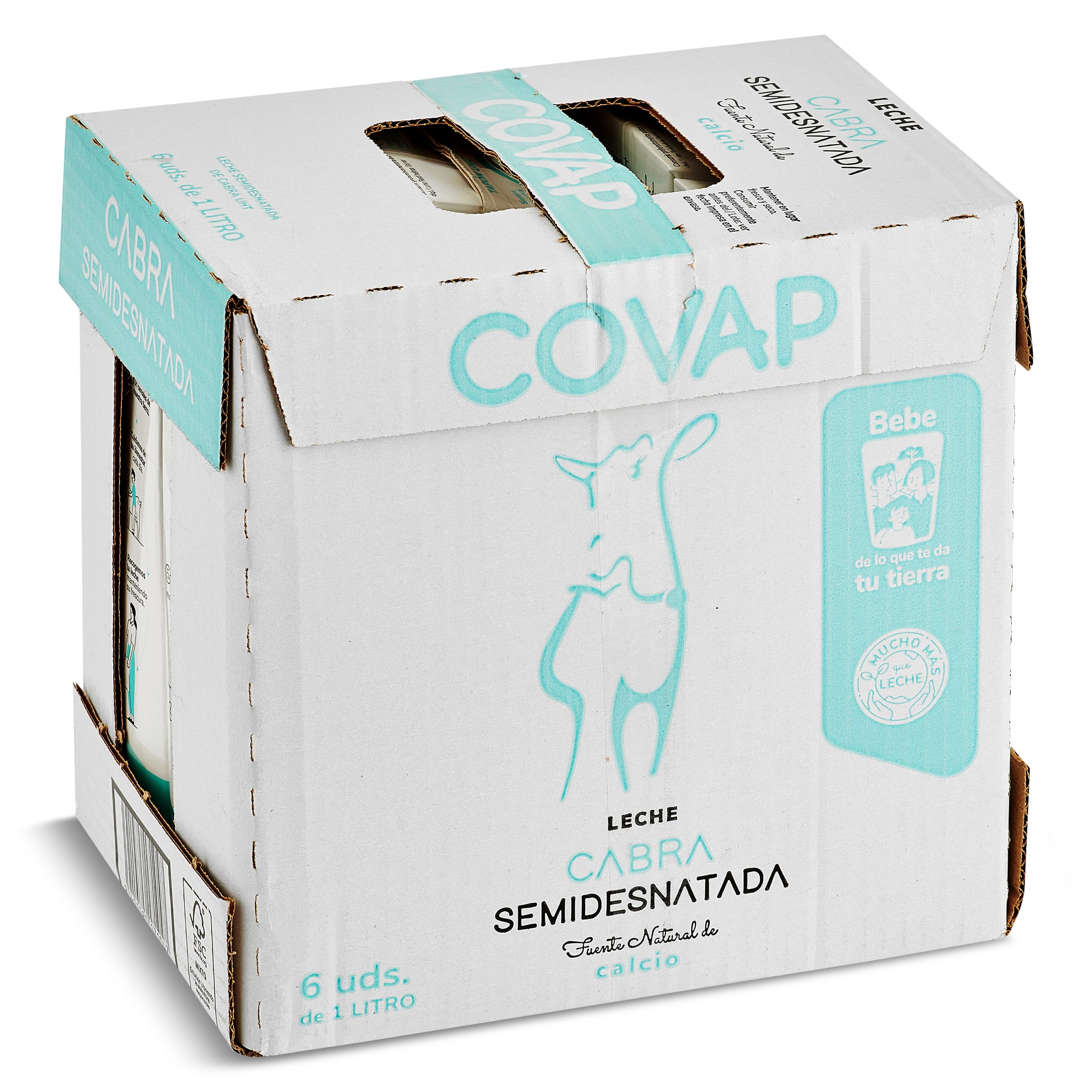 Leche semidesnatada de cabra Covap pack 6 x 1 L
