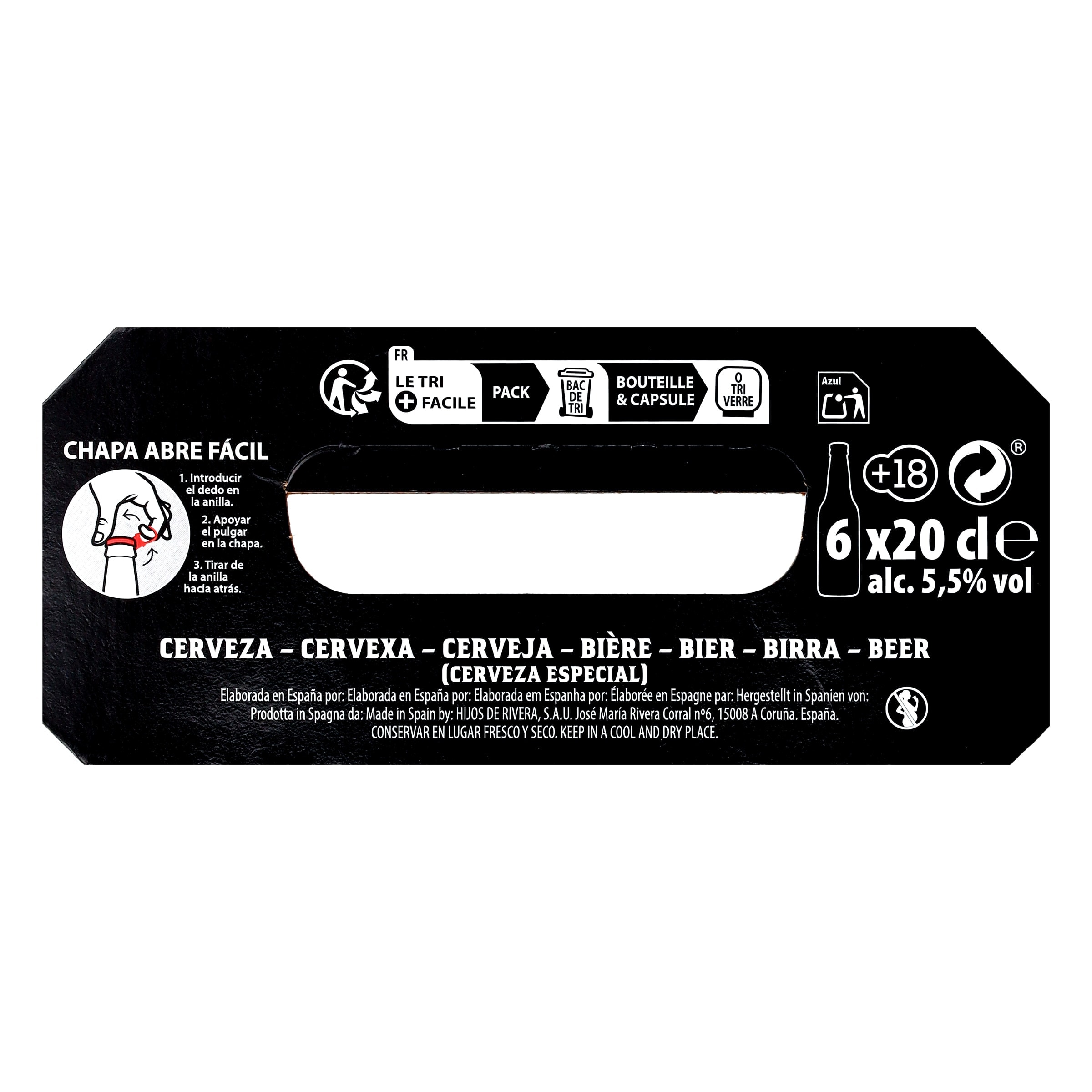 Cerveza Estrella Galicia pack 6 x 20 cl