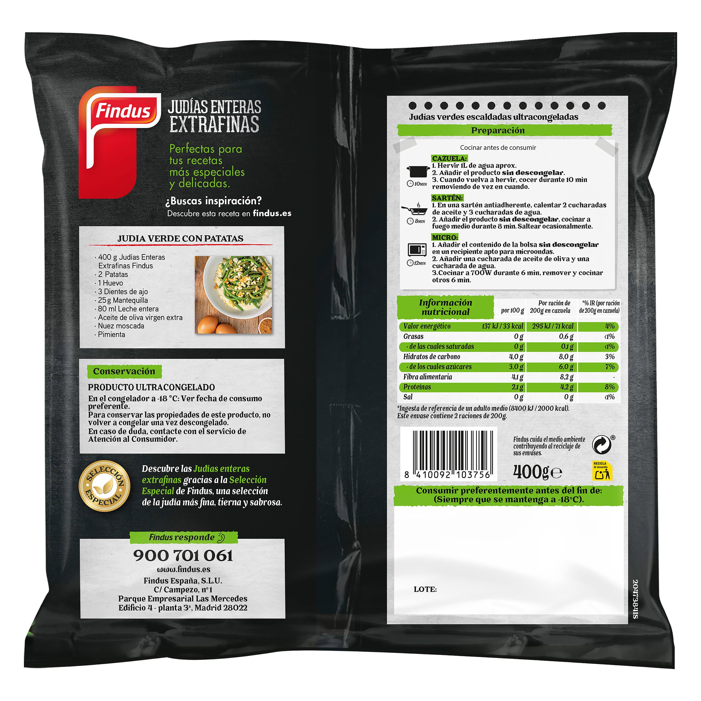 Judías verdes extrafinas Findus 400 g