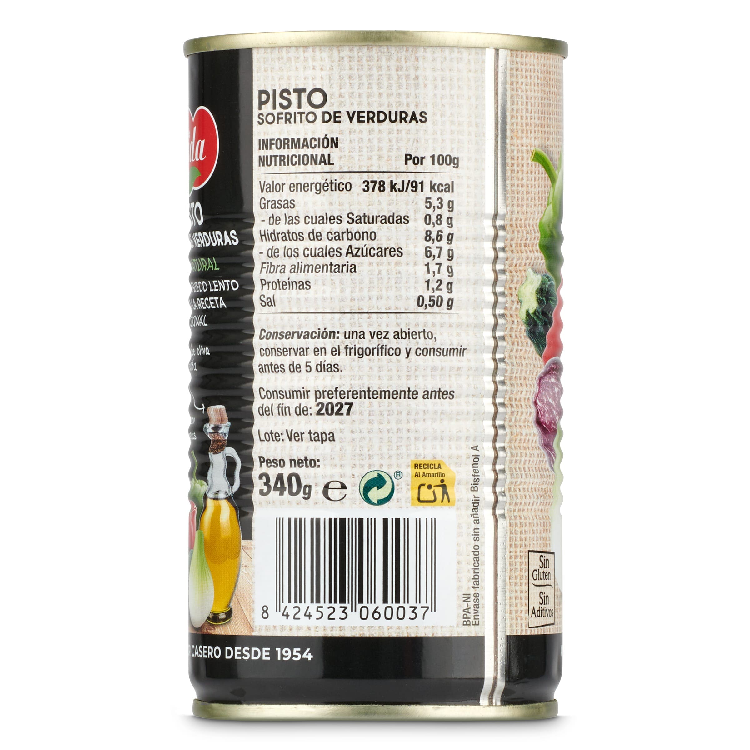 Pisto de tomate frito con verduras Hida 340 g
