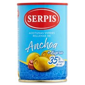 Aceitunas rellenas de anchoas + ligeras Serpis lata 130 g