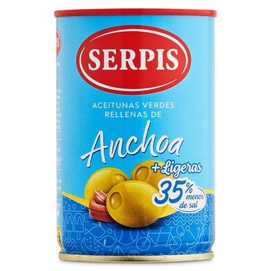 Aceitunas rellenas de anchoas + ligeras Serpis lata 130 g-0 Aceitunas rellenas de anchoas + ligeras Serpis lata 130 g-0