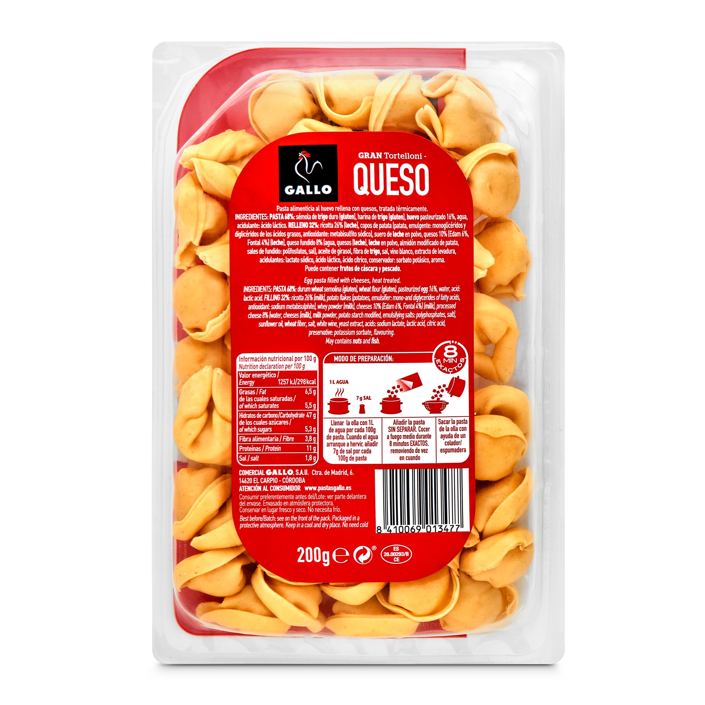 Tortelloni de queso Gallo 200 g