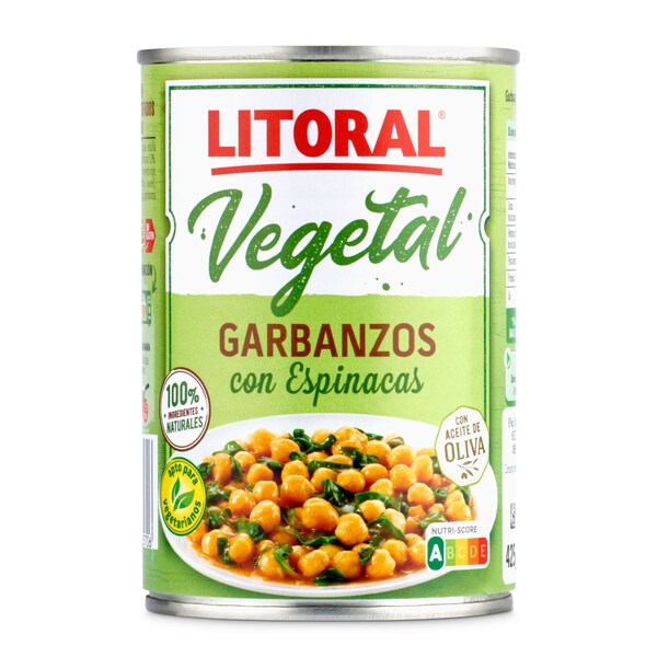 Garbanzos con Espinacas Litoral Lata 425 Gr.