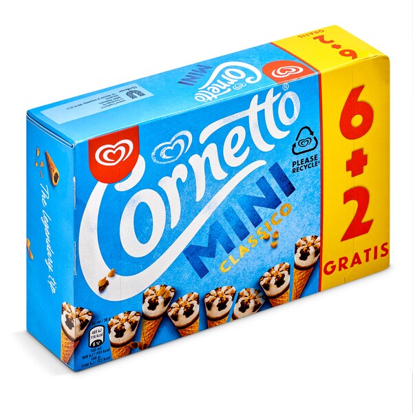 Helado Mini Cono Clásico 6 Uds. Cornetto Caja 288 Gr.