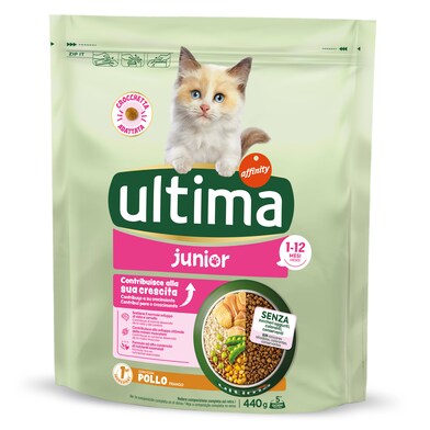 Alimento para gatos junior rico en pollo y arroz Ultima bolsa 400 g-0