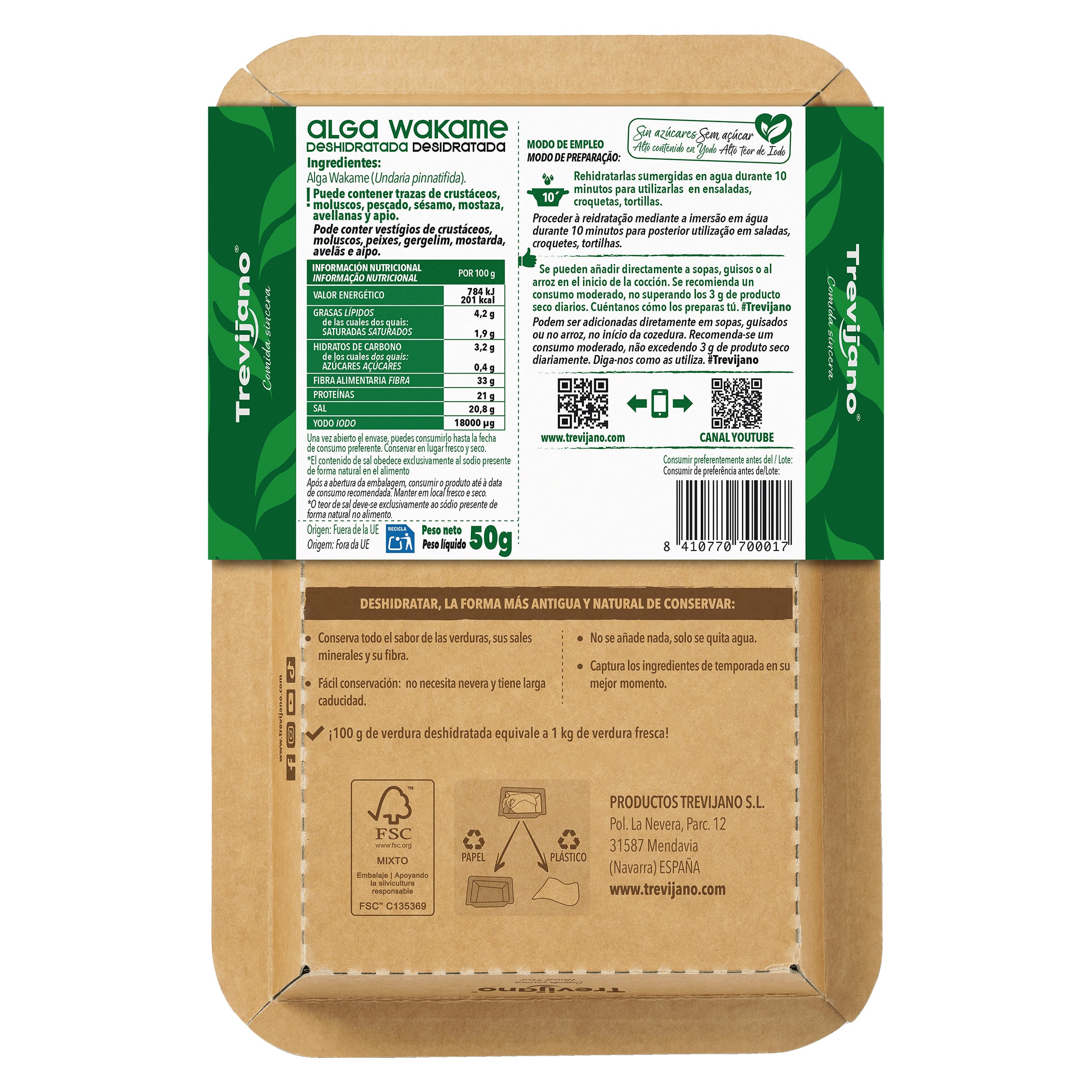 Alga wakame 100% natural Trevijano 50 g