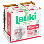 Leche desnatada Lauki pack 6 x 1 L