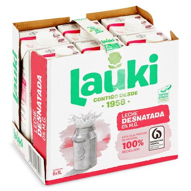 Leche desnatada Lauki pack 6 x 1 L-0