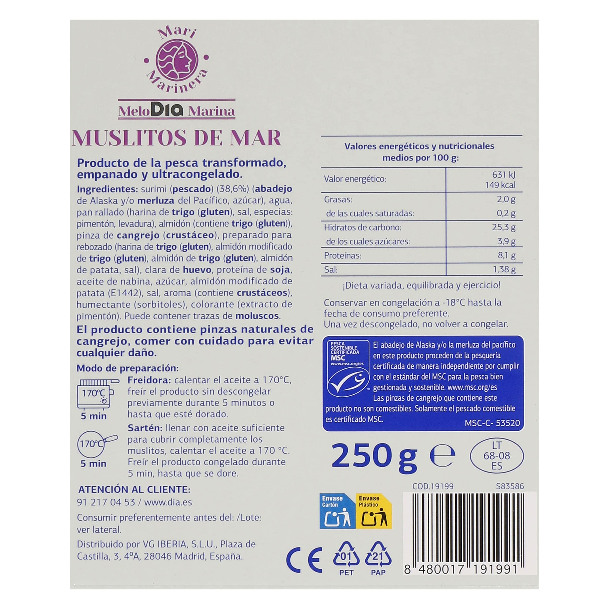 Muslitos de mar MSC Dia Mari Marinera 250 g