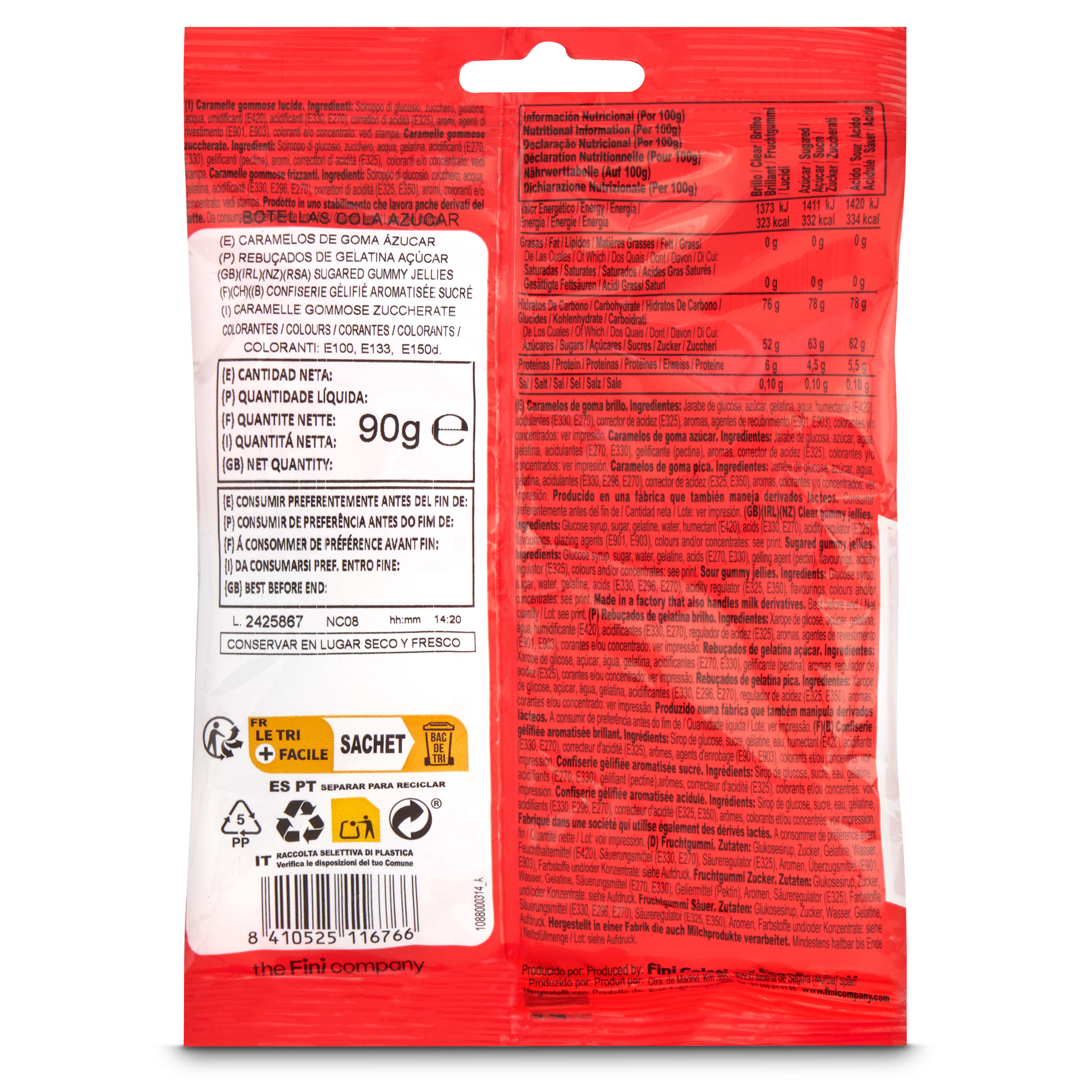 Golosinas jelly cola Fini 90 g