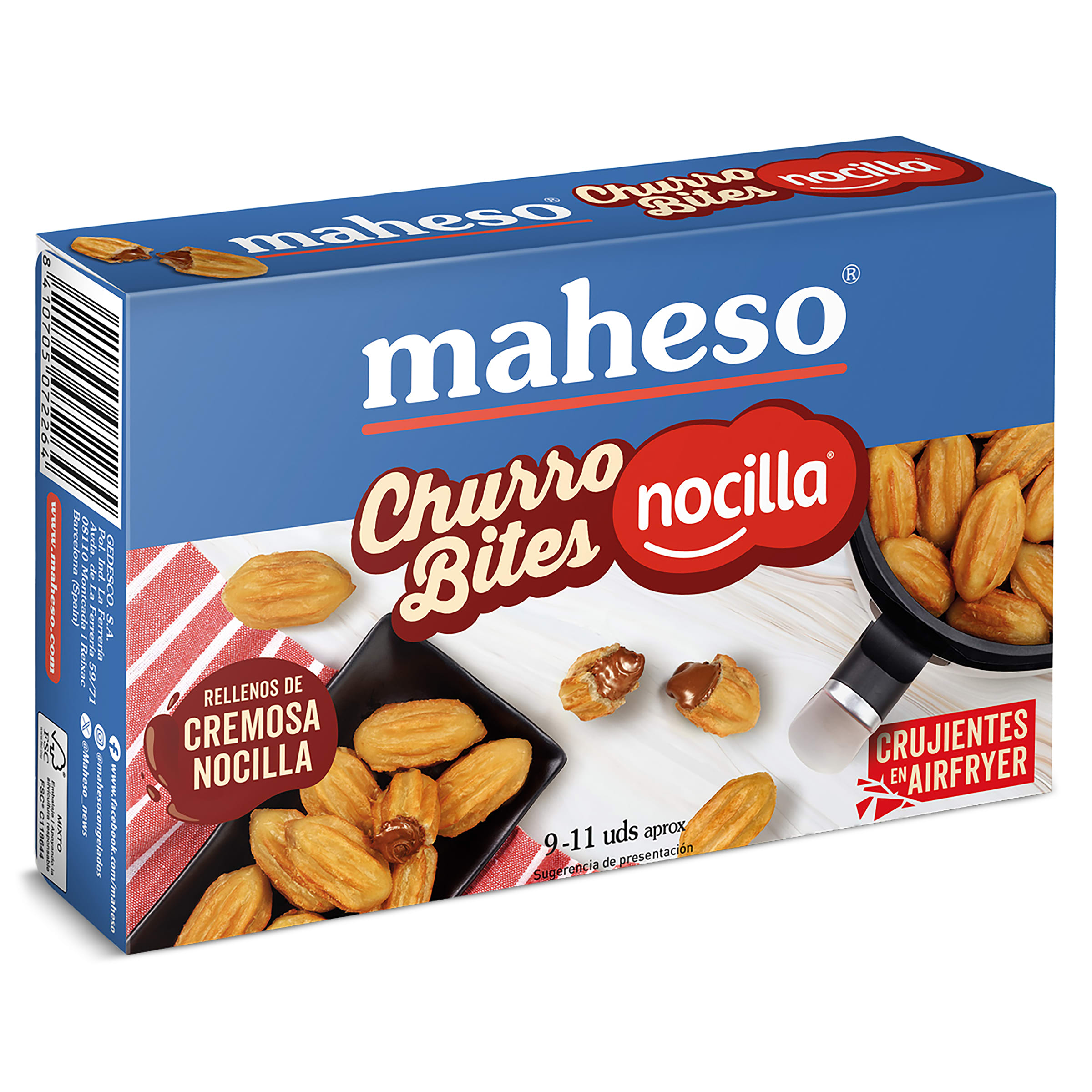Mini churros rellenos de crema al cacao Maheso caja 170 g