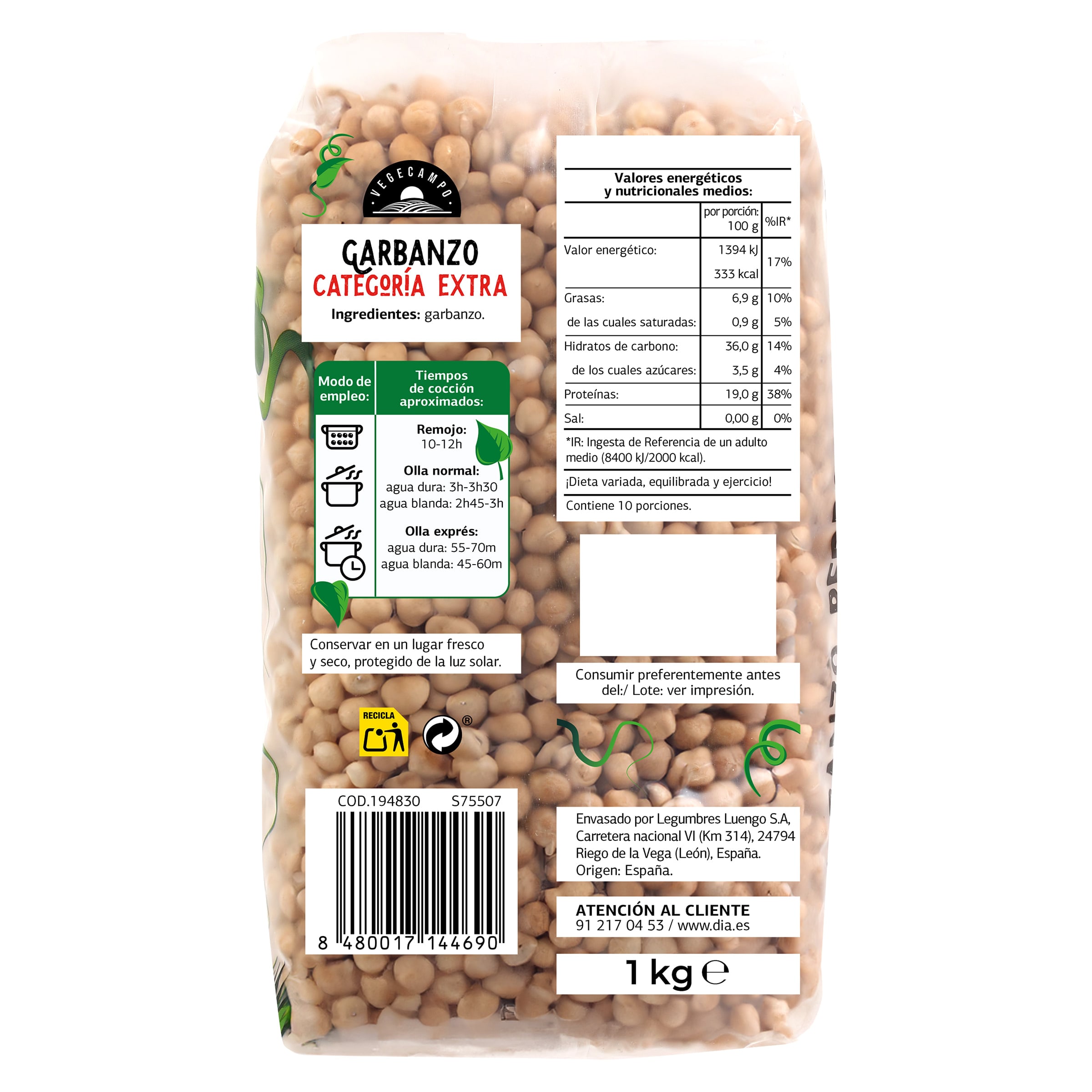 Garbanzos pedrosillanos Dia Vegecampo 1 Kg