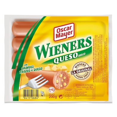 Salchichas cocidas wieners con queso Oscar mayer bolsa 200 g-0