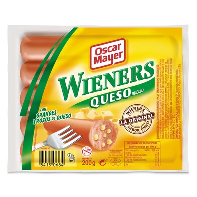 Salchichas cocidas wieners con queso Oscar mayer bolsa 200 g-0