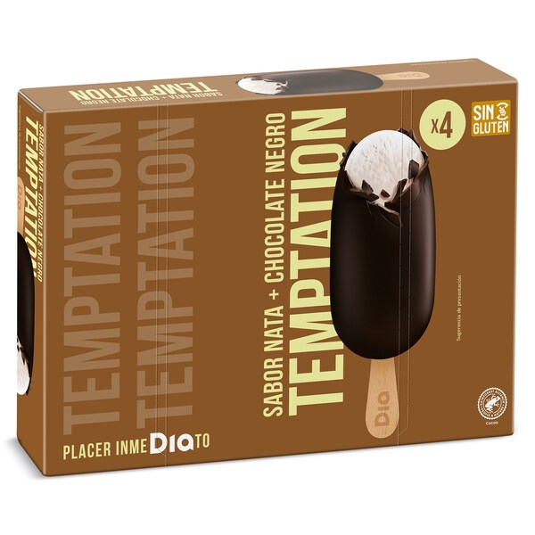 Helado Bombón Chocolate Negro Dia Temptation 4 Uds. 334 Gr.