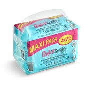 Toallitas para bebé emulsión leche paquetes BabySmile bolsa 2 x 72 unidades