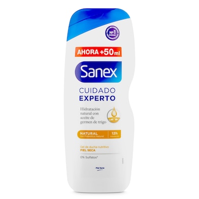 Gel de ducha natural piel seca Sanex botella 600 ml-0