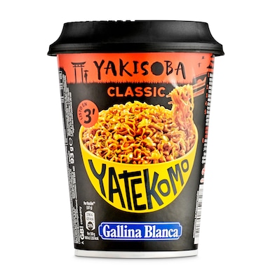 Fideos orientales yakisoba GALLINA BLANCA YATEKOMO  VASO 93 GR-0