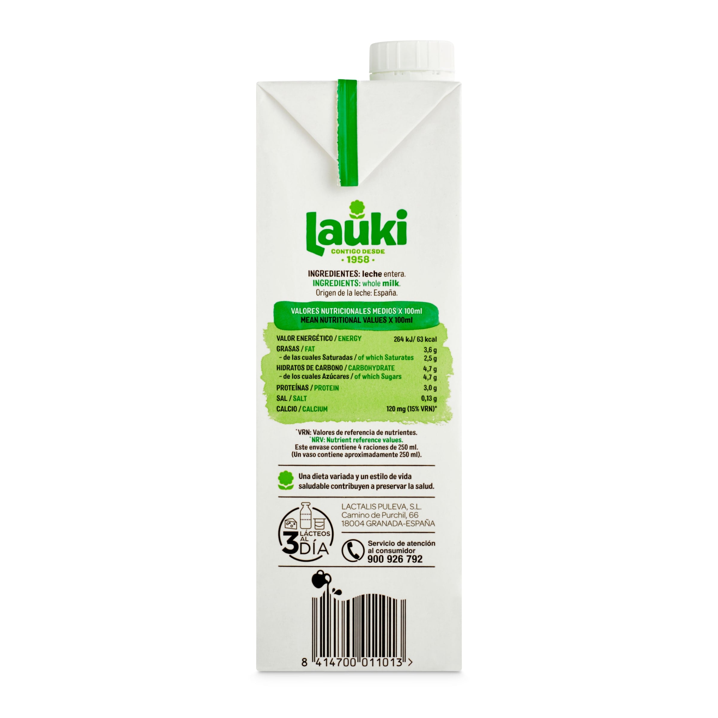Leche entera Lauki 1 L