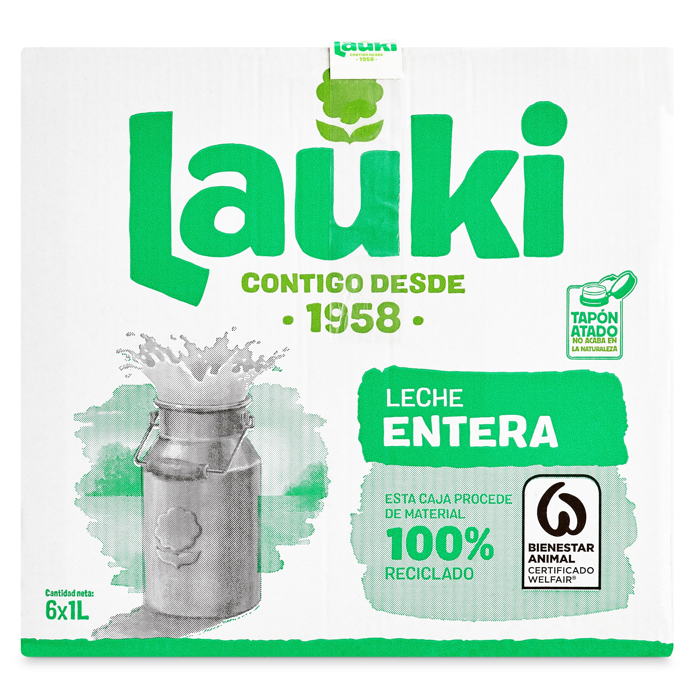 Leche entera Lauki pack 6 x 1 L